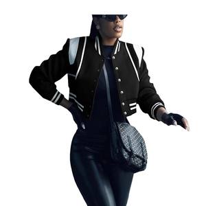 Haute qualité Logo personnalisé hommes essentiel classique PU rayé boutons fermeture Baseball Varsity veste 2 tons pour hommes 2025 - Product Image 2