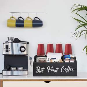 Organisateur d'accessoires d'organisateur de station de café en bois pour comptoir, boîte à bac à café, stockage de support de dosettes - Product Image 3