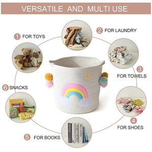 Cesta de arcoíris de algodón, cesto grande para la colada, almohadas, manta OEM, hecho en Vietnam - Product Image 3