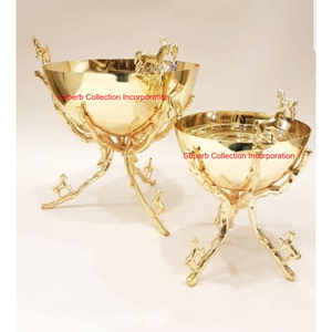 Brûleur Bakhoor décoratif en laiton finition or antique avec support en bois d'or parfait pour la décoration intérieure centres de table de mariage - Product Image 2