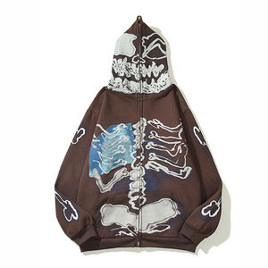 Chaqueta con Capucha Deportiva Impermeable, Forrada, con Estampado Gótico, Cierre de Cremallera, Corte Holgado para Hombre y Mujer - Product Image 4