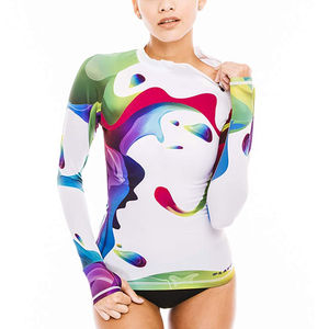 Femmes à manches longues respirant Stretch Fitness séchage rapide surf éruption garde maillots de bain Compression chemise 100% Polyester élégant - Product Image 3