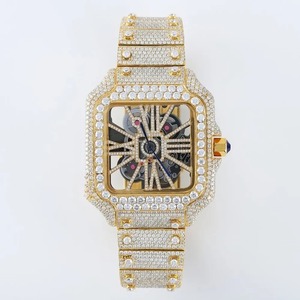 Montre de luxe en acier inoxydable entièrement glacée avec cadran rond en diamant Mouvement à quartz de style Hip Hop pour hommes et femmes en Inde - Product Image 4