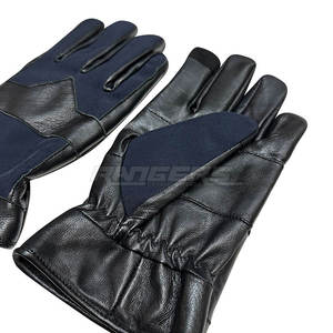 Gants en cuir véritable, peau de mouton noire, toile bleue, doux, hiver, écran tactile, fournisseur OEM, étiquette privée, gants de chasse pour hommes - Product Image 4