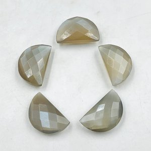 Piedra lunar gris en forma de D media luna semicircular piedras preciosas cuentas sueltas cuentas facetadas para joyería collar pulsera pendientes DIY - Product Image 2