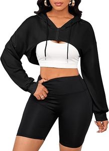 Women's Cropped <b>Hoodie</b> <b>Zip</b> Up Long Sleeve Crop Top Sweatshirts - Product Image 3