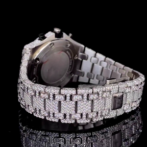 Último diseño de tendencia grande personalizar diamante Vvs Moissanite reloj Iced Hiphop Acero inoxidable mecánico antiguo negocio vidrio - Product Image 5