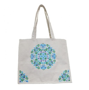 Noël spécial écologique personnalisé imprimé Jute sac fourre-tout lin plage chanvre plage sac à provisions réutilisable à main - Product Image 5