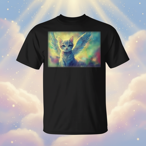 Cute Angelic <b>Cat</b> Seraphim God Winged Aura- Smile <b>Heaven</b> Premium T-Shirt Promotional T-Shirt Collection - Product Image 3