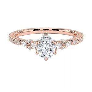 แหวนเพชรโมอิสสำหรับผู้หญิงได้รับการรับรองตัดลูกแพร์เครื่องประดับเงิน925ตามสั่ง - Product Image 1