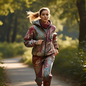 OEM cremallera Paisley sublimación chándal mujer Sudadera con capucha y pantalones de chándal Jogger conjuntos de dos piezas - Product Image 5