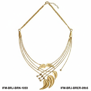 Ensemble collier et boucles d'oreilles en laiton oxydé tendance - Bijoux de style victorien à finition antique pour femme, parfait pour un usage quotidien - Product Image 4