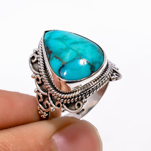 Anillos de Plata 925 Hechos a Mano con Turquesa Tibetana, Diseño de Última Tendencia, Unisex, Producto 100% Plata Pura para Regalo - Product Image 4