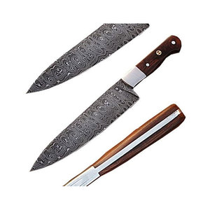 Cuchillo de cocina japonés hecho a mano cuchillo de chef de acero de Damasco con kit de cuero - Product Image 5