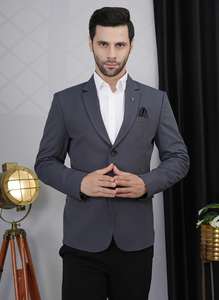 Fournisseur direct d'usine de blazers gris pour hommes, coupe ajustée, pour le bureau et les tenues professionnelles, disponible au prix de gros - Product Image 3