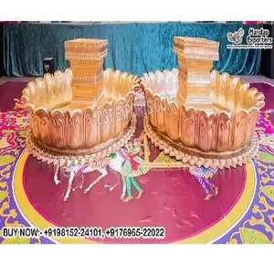 Latest Designed <b>Haldi</b> <b>Tub</b> for Pithi Ceremony Royal <b>Haldi</b> Ceremony <b>Decor</b> With Urli <b>Tub</b> Golden Lotus FRP Urli for Vatna Ritual USA - Product Image 1