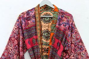 Veste Kimono en Soie Cardigan Veste Vintage Kimono Bohème - Product Image 6