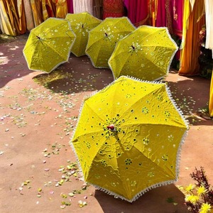 ร่มปักลายกระจกทำงานแสงแดดสีเหลืองสำหรับงานแต่งงานอินเดียและตกแต่งสวนในบ้านของตกแต่งเพดานงานแต่งงาน - Product Image 1