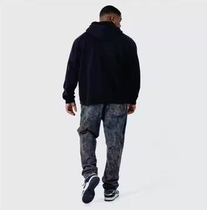 Street Wear Full <b>Zip</b> <b>up</b> Hoodie <b>Black</b> Thick Cotton Hoodie Heavyweight Us Custom Puff Print Thermal Zipper <b>Hoodies</b> for Men - Product Image 2