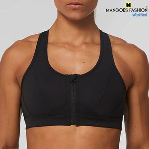 Soutien-gorge de course rembourré à dos nageur en maille zippée à soutien élevé Conception ergonomique avec techniques imprimées à bonnets moulés non amovibles - Product Image 2