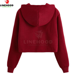 Haute qualité femmes 100% coton haut court sweats à capuche impression personnalisée avant Logo Streetwear Offre Spéciale vêtements d'hiver col à capuche - Product Image 2