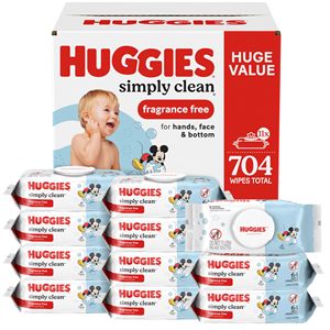 Toallitas Húmedas para Bebé HUGGIES Simply Clean, 11 Paquetes con Tapa Abatible, Blancas Sin Perfume, 704 Unidades - Product Image 1