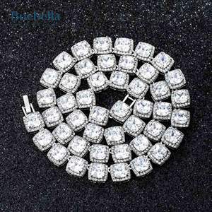 Gran oferta, cadena de tenis agrupada de 10mm de Plata de Ley 925 chapada en oro blanco de 14 quilates para hombres - Product Image 3