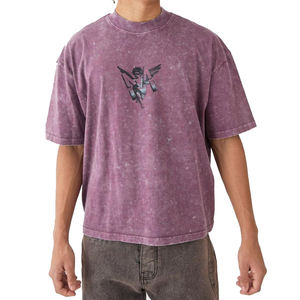 T-shirt pour hommes de coupe carrée en gros T-shirts vintage lourds T-shirt personnalisé court pour hommes - Product Image 1