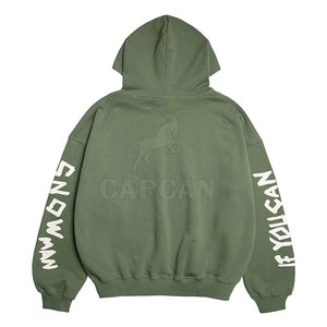 Sudadera con capucha de manga larga para hombre, traje de invierno con logotipo personalizado, patrón de Pekín sólido, teñido liso para uso relajado solamente - Product Image 2