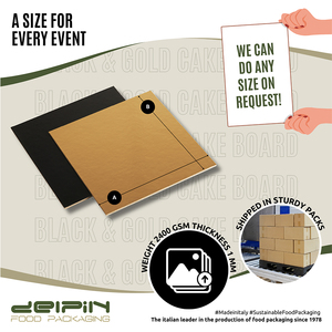 Fabriqué en Italie stratifié jetable rectangulaire carré noir et or planche à gâteau carton taille différente prêt à expédier - Product Image 4