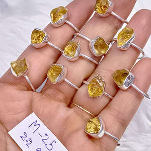 Anillo de Citrino Natural en Bruto, Anillos de Plata de Ley 925, Precio al por Mayor, Joyería de Plata - Product Image 2
