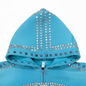 เสื้อฮู้ดสไตล์สตรีทแวร์สำหรับผู้ชายผ้าฝ้าย100% ประดับพลอยเทียมแบบกำหนดเองสำหรับฤดูใบไม้ร่วง - Product Image 3