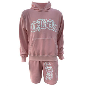 Conjunto de Sudadera con Capucha y Pantalones Cortos de Algodón para Hombre con Estampado Personalizado, Conjuntos Deportivos Casuales, Pantalones Deportivos con Costuras en Contraste - Product Image 1