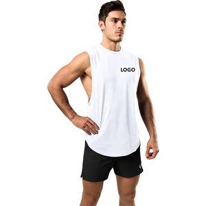 Taille US Muscle Vest Logo personnalisé 65% coton respirant plaine Fitness course basket-ball hommes entraînement GYM débardeurs hommes - Product Image 5