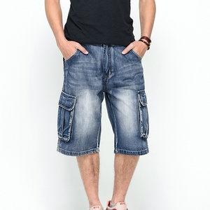 Short de gymnastique pour hommes OEM de haute qualité 100% coton denim lavé respirant taille basse anti-rides élégant logo de la rue haute cordon de serrage - Product Image 1