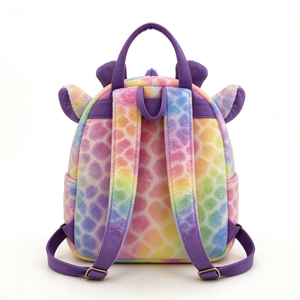 Unique plush giraffe plush <b>backpack</b>, rainbow plush <b>backpack</b>, big eye giraffe, beanie style, <b>kids</b> animal <b>backpack</b> - Product Image 3