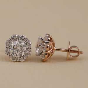 ต่างหูเพชรทรงกลมแบบวงแหวน ประดับเพชรเลี้ยงในห้องปฏิบัติการ เงินสเตอร์ลิง ความใส VS1 เครื่องประดับเพชรสุดหรู - Product Image 3