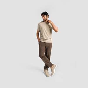Pantalon décontracté marron GAI taille élastique XL, coupe large, formel, respirant, en tissu Oxford, infroissable, ajustement confortable pour l'automne - Product Image 4
