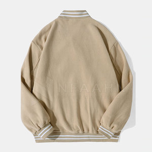 Veste d'hiver pour homme de haute qualité, séchage rapide, doublure en laine, style en similicuir, col montant, style Letterman, avec couleur et logo personnalisables - Product Image 2