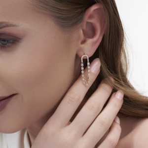 Elegantes Pendientes de Gotas con Brillo Sereno de 1.70 Ct para Mujer, Joyería de Moda con Diamantes Redondos Cultivados en Laboratorio en Oro Amarillo de 14K - Product Image 3