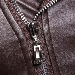 Venta al por mayor Chaqueta de cuero de talla grande Uso al aire libre Chaqueta de cuero de cuello alto Hombres Chaqueta de cuero de invierno - Product Image 5