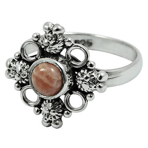 Meilleure vente Nouveau design Argent sterling 925 Rhodochrosite naturelle Pierre précieuse Fleur Design Bague élégante Bijoux faits à la main Exportateur - Product Image 1