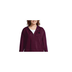 Felpa con cappuccio e maglione Champion da donna taglie forti, modello Heritage con dettagli a spina di pesce e zip, viola scuro, taglia 2X - Product Image 2
