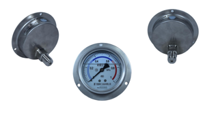 60mm Sıvı Dolu Paslanmaz Çelik <span class=keywords><strong>Bourdon</strong></span> Tüp Basınç Göstergesi Panel Montajlı Arka Flanş 0-0.4 MPa Darbeye Dayanıklı Hidrolik Yağ Su - Product Image 5