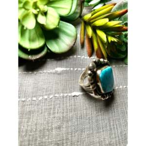 Bague Albert Jake en turquoise Kingman de haute qualité et argent sterling avec sertissage clos, taille 8, pour usage quotidien - Product Image 4