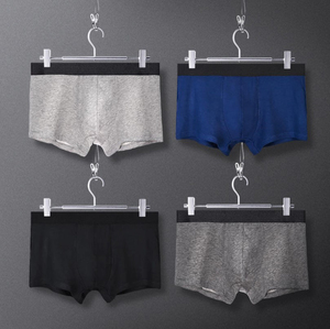 Sous-vêtements pour hommes en gros, écologiques, de couleur unie, taille mi-haute, grande taille, pantalon à quatre coins, respirant, coton et élasthanne, boxer - Product Image 3