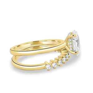 Ensemble de deux bagues courbées avec diamant ovale de laboratoire de qualité supérieure, or massif 14 carats, bijoux élégants unisexes pour cadeau - Product Image 4