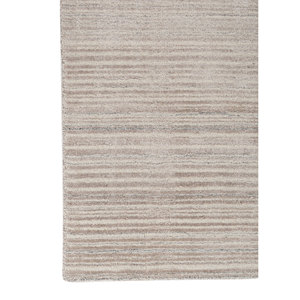 พรมทอมือลายทางสีเทาและดำ ทำจากขนสัตว์และไหมไผ่ สำหรับใช้ในบ้าน-HWJ-01 - Product Image 4