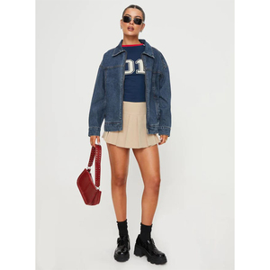 Nouveau design de la collection d'hiver Veste en jean lavée pour femmes, jupe à franges en patchwork, veste chaude en coton traitée à la teinture - Product Image 5