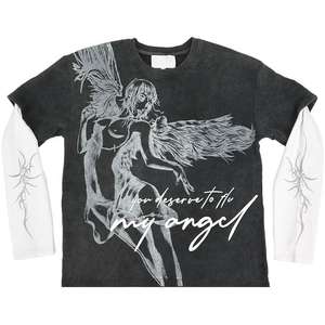 Camiseta personalizada de manga larga de punto de algodón 250 Gsm de doble capa 100% para hombre, serigrafía, diseño rasgado, colocación de logotipo frontal - Product Image 4